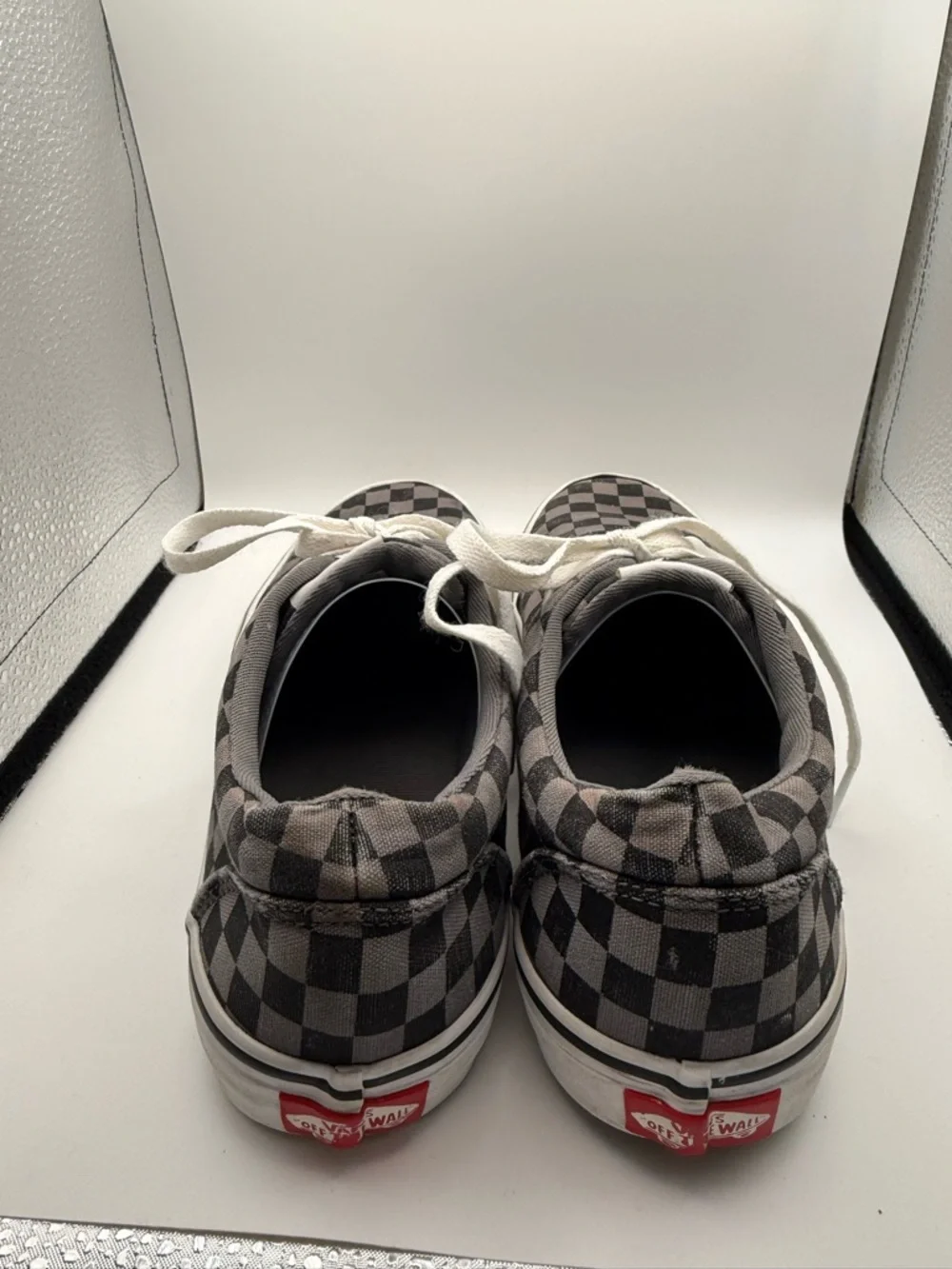 Vans Authentic Low Top Lace Ip Canvas Sneaker Checkerboard Black Grey Monochrome - Picture 4 of 9